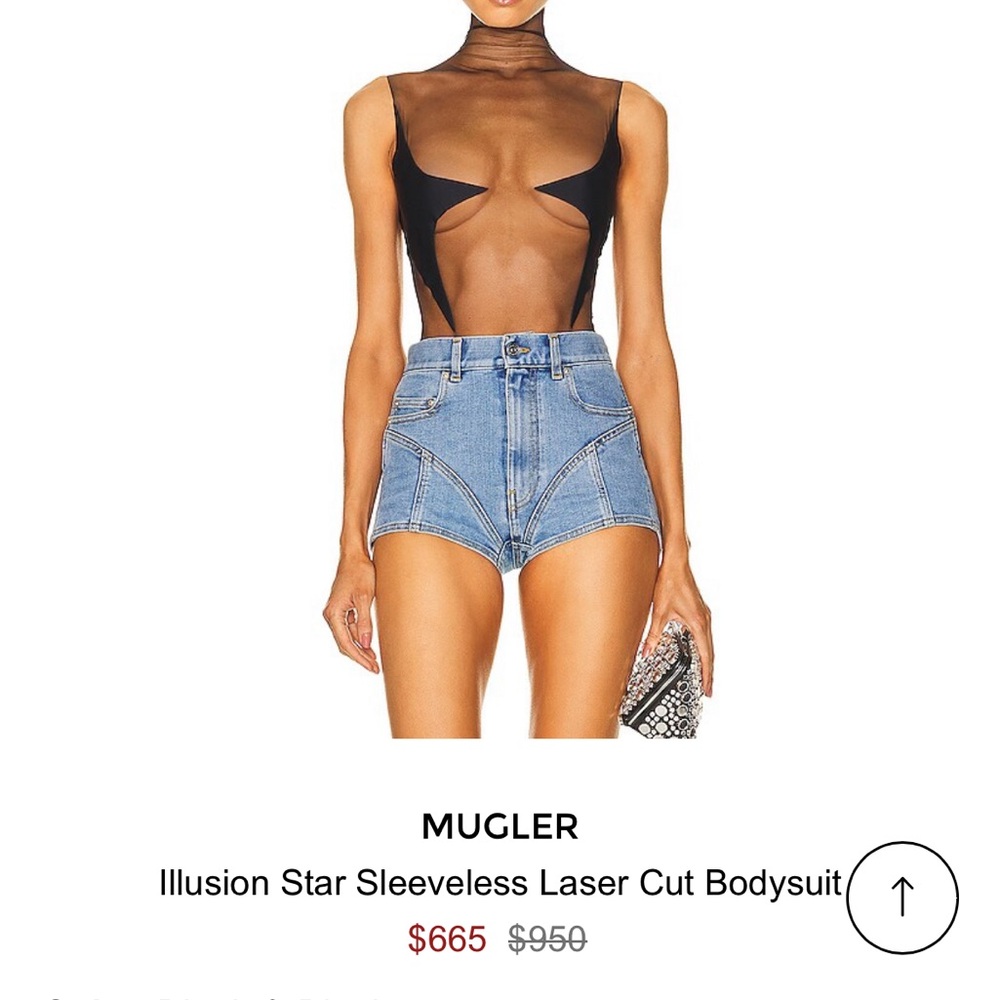 Mugler Black/Transparent Bodysuit Size 34
